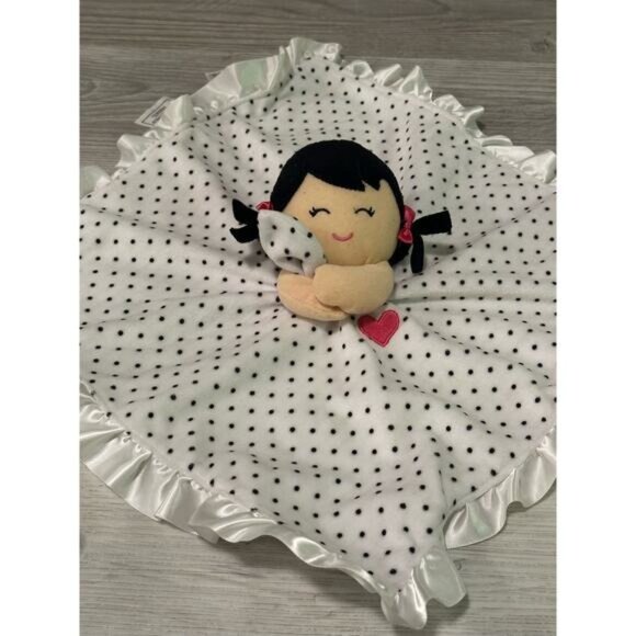 Carters Baby Lovey Security Blanket Doll With Polka Dots & Satin Trim Rattle - Picture 5 of 11